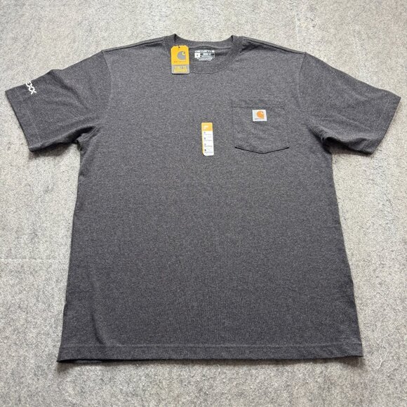 Carhartt T-Shirt Men M Gray Loose Fit Heavyweight Short Sleeve Pocket Crew IDEXX - Picture 2 of 12